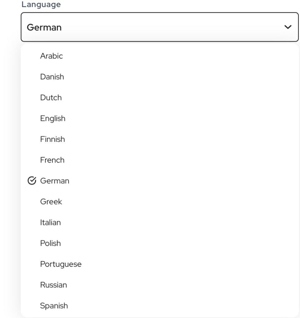 Outranking arbeitet in vielen Sprachen. Selbst Arabisch, Dänisch und Holländisch sind integriert.