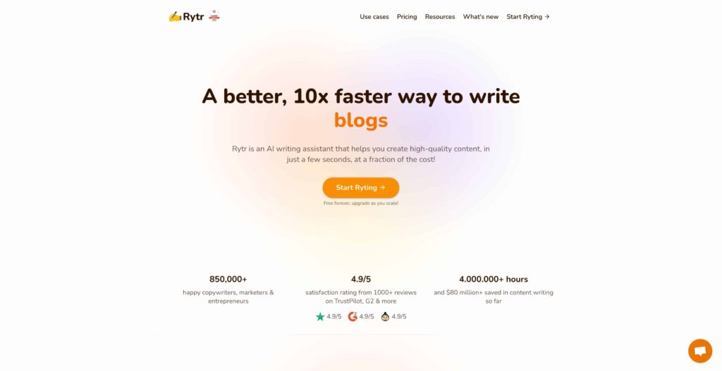 Rytr is for us the best AI writing software for users who are looking for the broadest approach to AI copywriting.